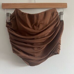 BROWN MESH RIBBED CORSET